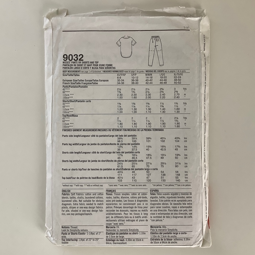 Simplicity 9032 Sewing Pattern - Picture 2 of 3